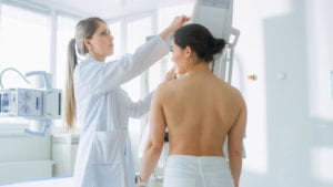 Female Patients Undergoes Mammogram Screening