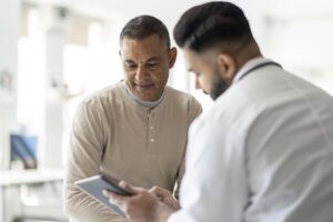 Patient Reviewing Test Results with the primary care Doctor